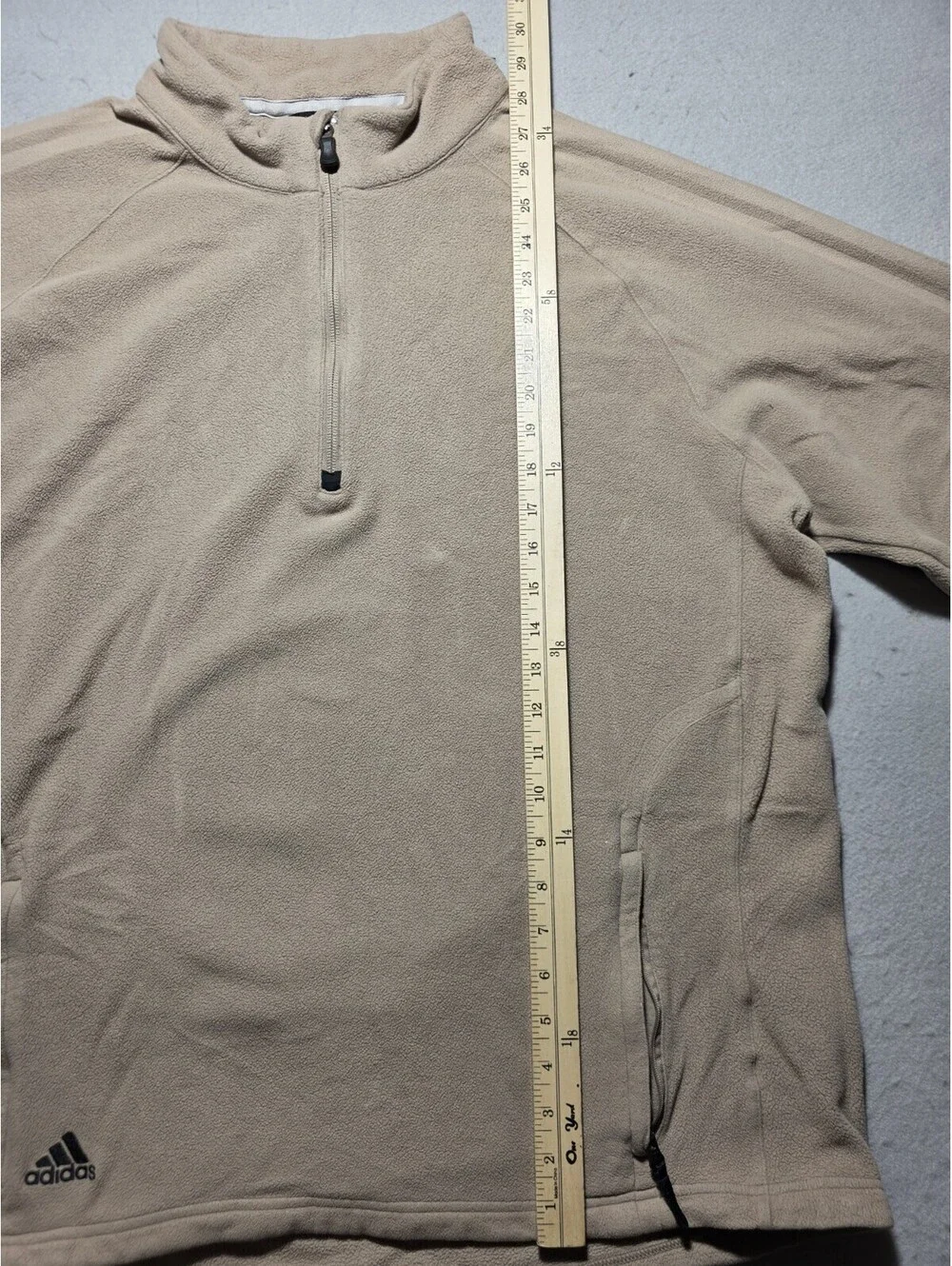 Vintage Adidas Fleece Pullover Mens XL Tan Beige 1/4 Zip Jacket Y2K 2008